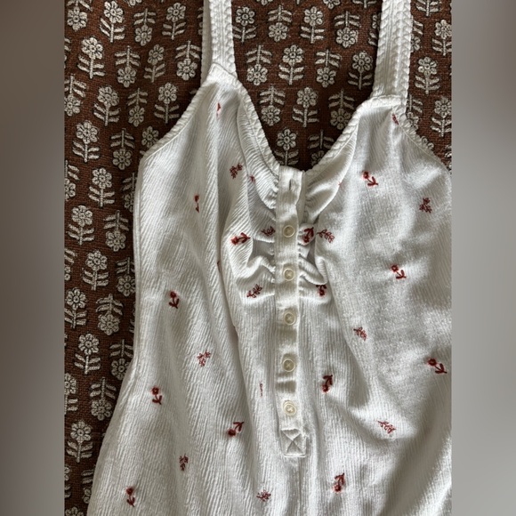 Anthropologie White Floral Comfy Night Gown Romper Loungewear Sleepwear Intimate - Picture 2 of 8